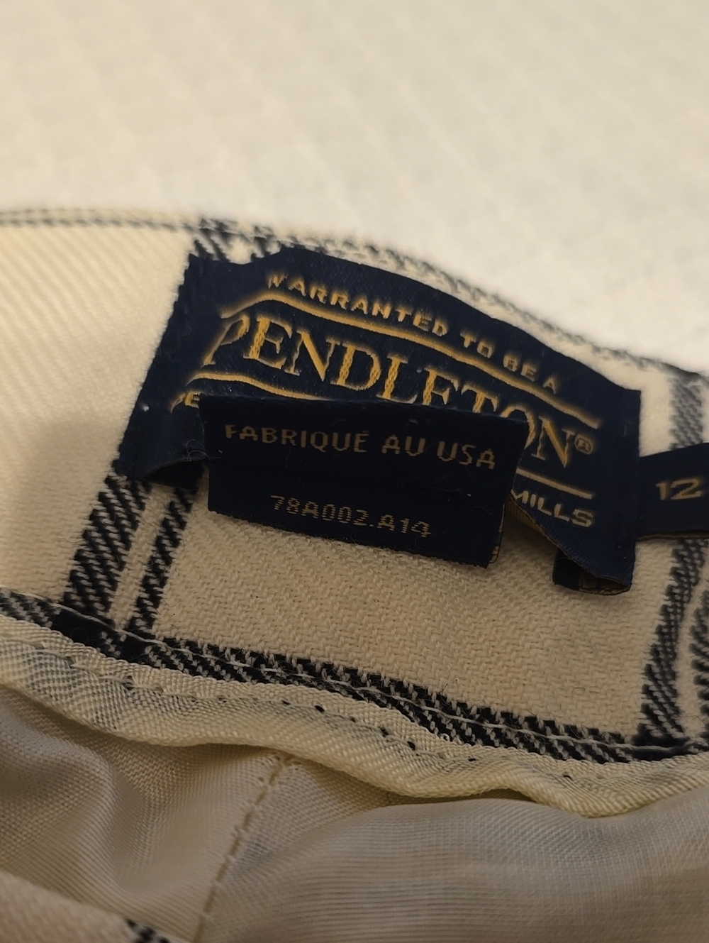 🐑Vnt  Pendleton Wool Windowpane Plaid Lined Pants Size 12 Made in USA - Picture 3 of 16